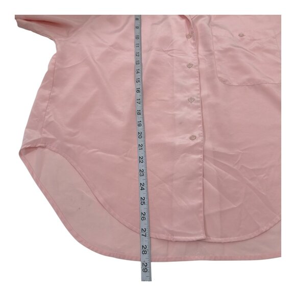 Lady Manhattan Vintage Salmon Pink Button-Up Short Sleeve Blouse Size 14 - Picture 6 of 13